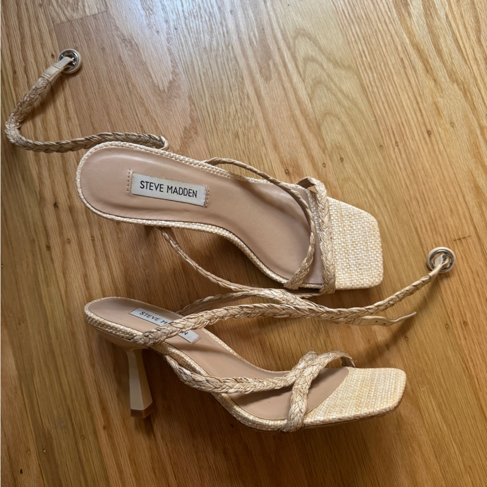 Steve Madden Beige Braided Strap Sandals